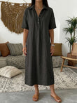 Women's Casual Linen Blend Shirt Dress