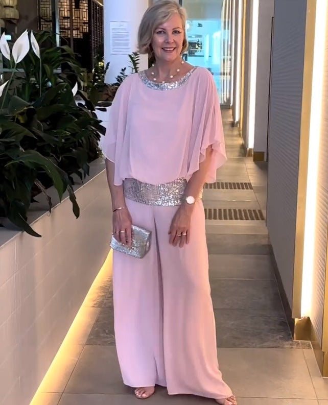 🔥Grote verkopen 49% Korting💃Elegante tweedelige set met colorblock en pailletten（Geen verzendkosten）
