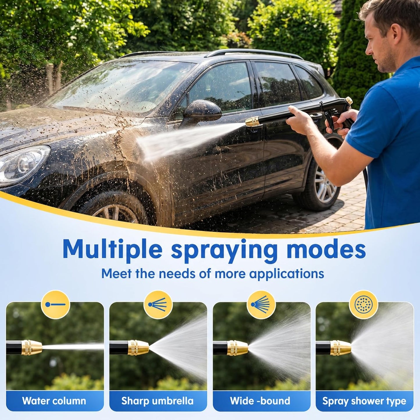 🏆Hogedruk waterpistool💦Ergonomische grip • Booster mondstuk • Slang inbegrepen - Krachtige autowas🚗 Tuin sproeien🌻Moeiteloos te gebruiken!👍