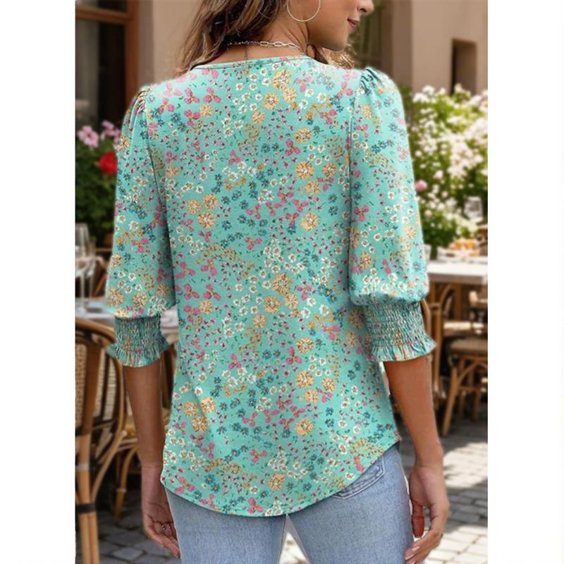 🔥Uitverkoop 50% KORTING💝✨Damesblouse met 3/4 mouwen en gesmokte manchetten