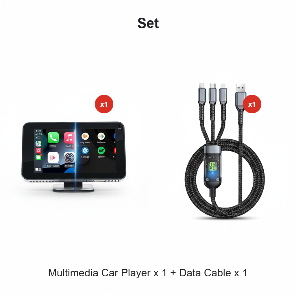 📱4,7-inch HD-touchscreen multimediaspeler voor in de auto — Met een simpele veegbeweging verandert uw auto in een slim entertainmentcentrum! 🚗✨
