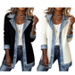 ⌛Tijdelijke aanbieding – Elegante denimjas voor dames met geribbelde brei-inzetstukken