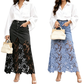 Bodycon-rok van denim voor dames met kanten rand