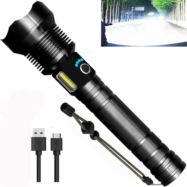 ✨ 90000 lumen tactische LED-zaklamp – 3 jaar garantie, oplaadbaar en te gebruiken als powerbank! ⚡🔦