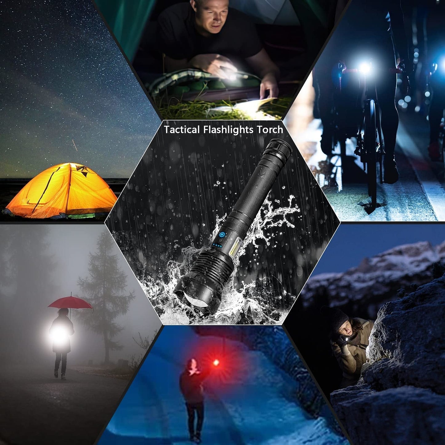 ✨ 90000 lumen tactische LED-zaklamp – 3 jaar garantie, oplaadbaar en te gebruiken als powerbank! ⚡🔦