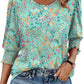 🔥Uitverkoop 50% KORTING💝✨Damesblouse met 3/4 mouwen en gesmokte manchetten