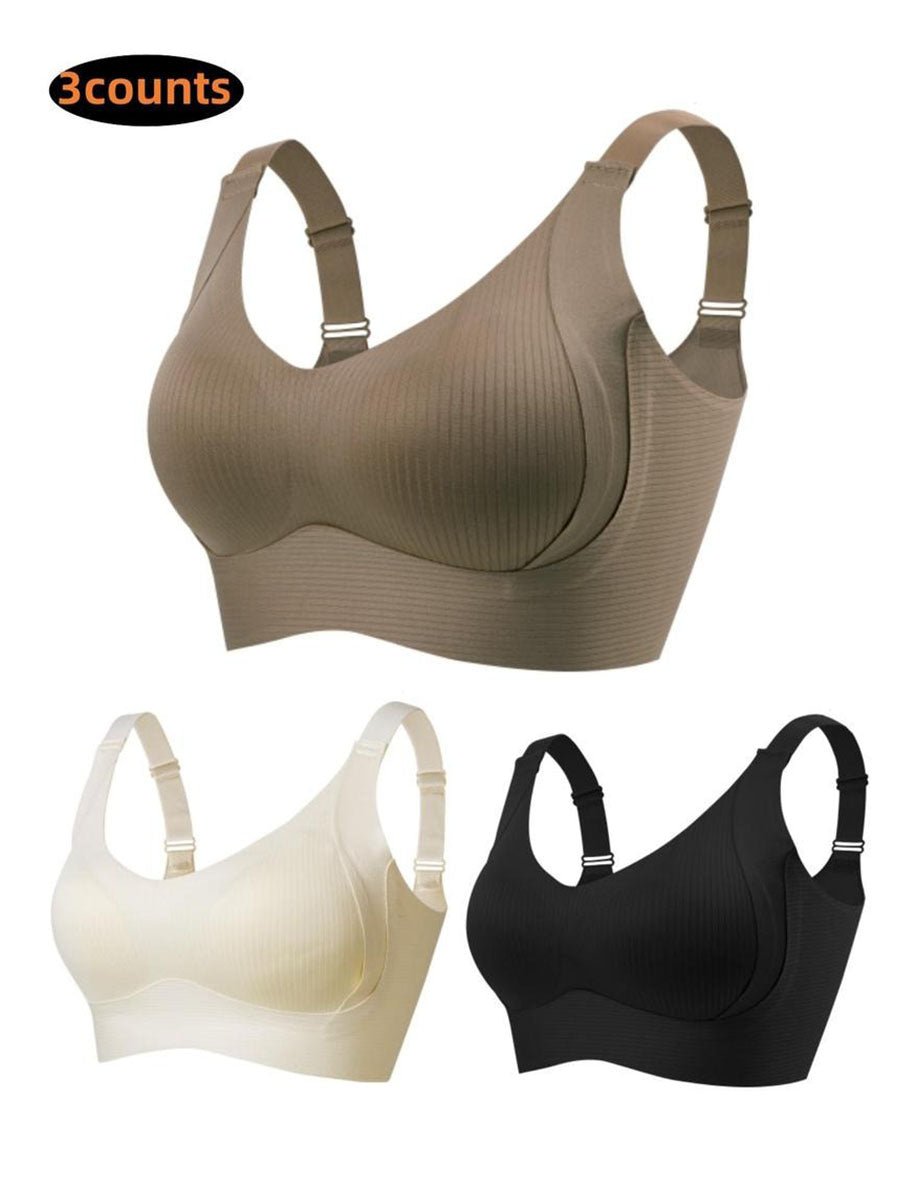 🎁Koop 1, krijg 3 pakketten💕Dames rib-kousen beha push-up draadloos & verstelbaar🌸