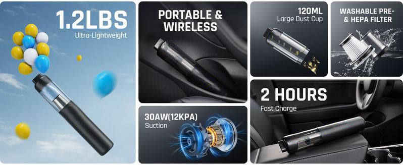 💥LAATSTE DAG SALE 50% KORTING💥Slimme V8 Mate draadloze autostofzuiger met hoog vermogen 13000Pa/30AW