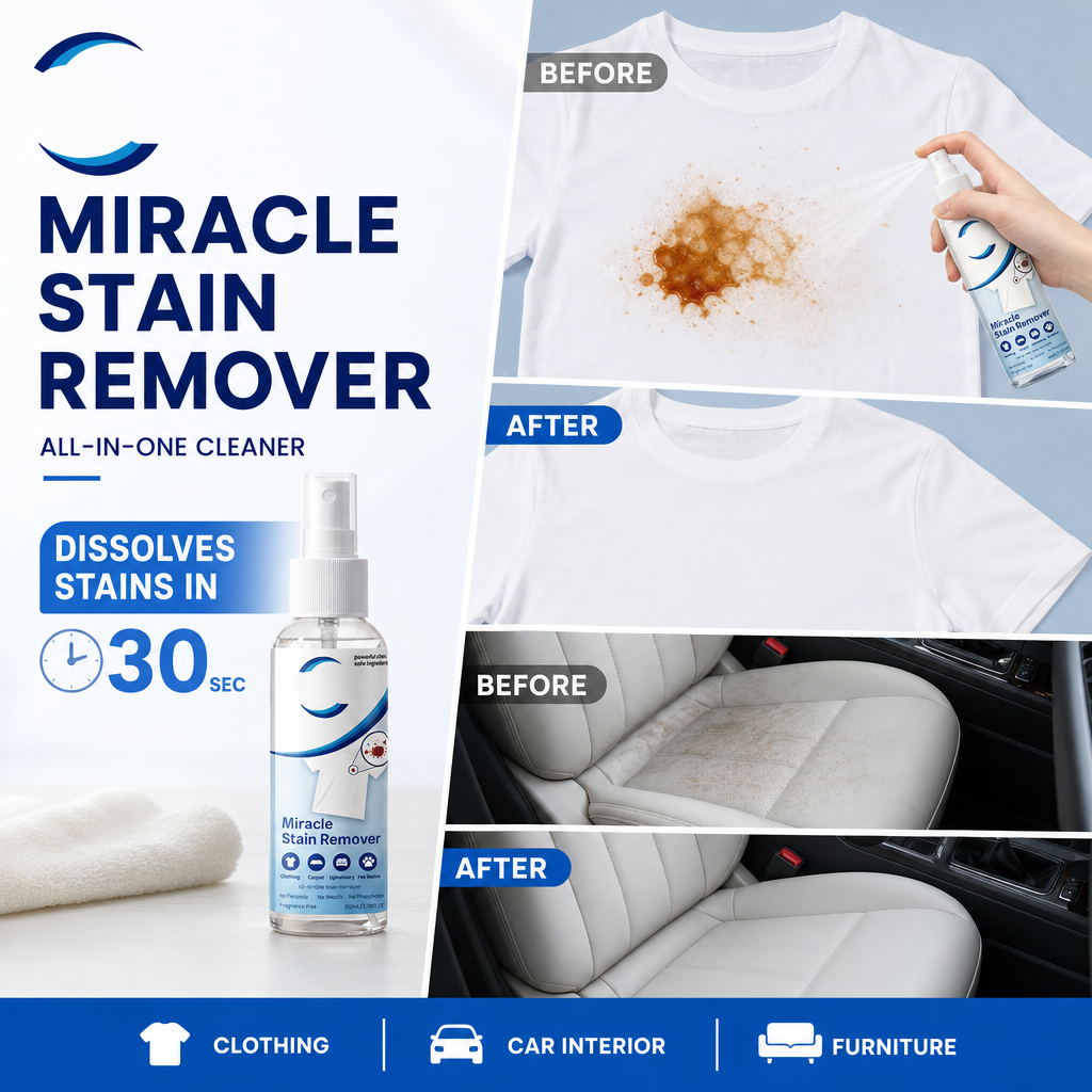✨ Fantastische vlekverwijderaar spray – verwijdert fruit‑, vet‑, wijn‑ en koffievlekken in enkele seconden. Niet schrobben, gewoon inspuiten en klaar! 🧼💪