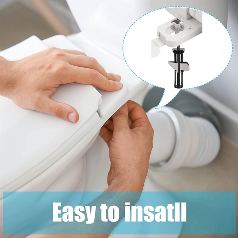 🔥 Koop 1, Krijg 1 Gratis ! ✨ Versterkte Bevestigingsset voor Toiletbril - Roestvrij Staal, Universele Maat, Eenvoudige Montage zonder Schroevendraaier 🔧🚽