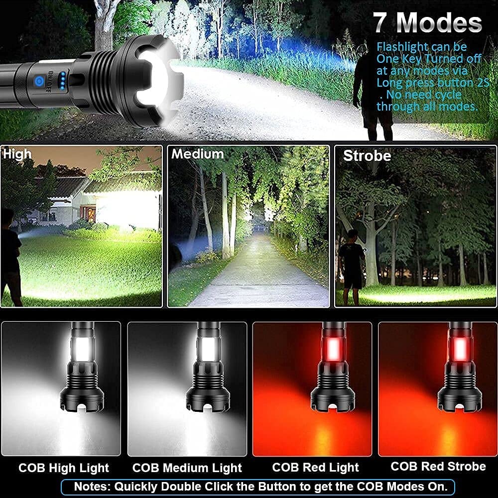 ✨ 90000 lumen tactische LED-zaklamp – 3 jaar garantie, oplaadbaar en te gebruiken als powerbank! ⚡🔦