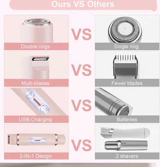 2-in-1 elektrisch draadloos scheerapparaat voor dames