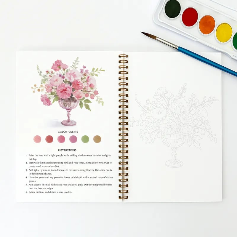 🎅 50% KORTING✨ Aquarelwerkboek voor beginners met 16 kleuren verf