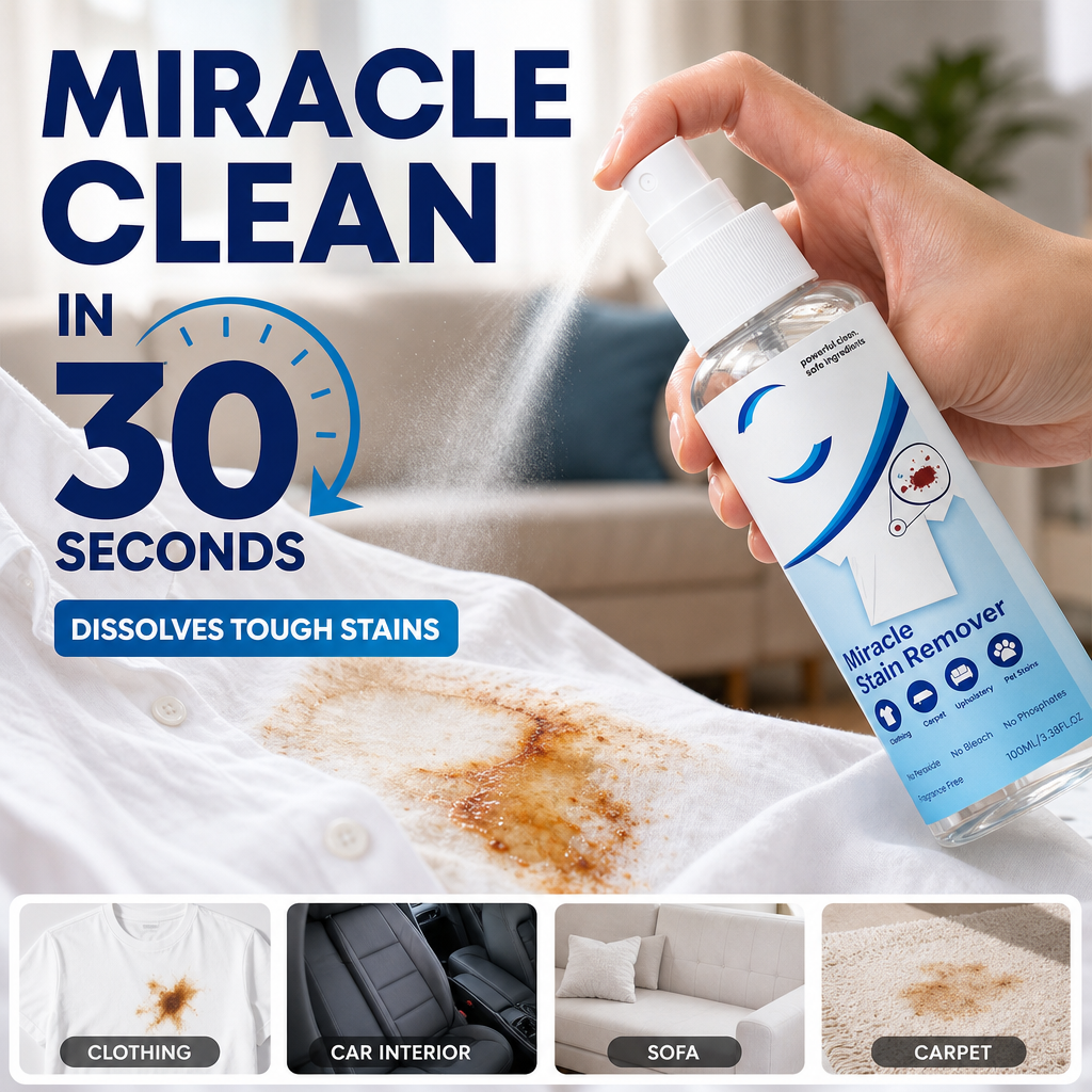 ✨ Fantastische vlekverwijderaar spray – verwijdert fruit‑, vet‑, wijn‑ en koffievlekken in enkele seconden. Niet schrobben, gewoon inspuiten en klaar! 🧼💪