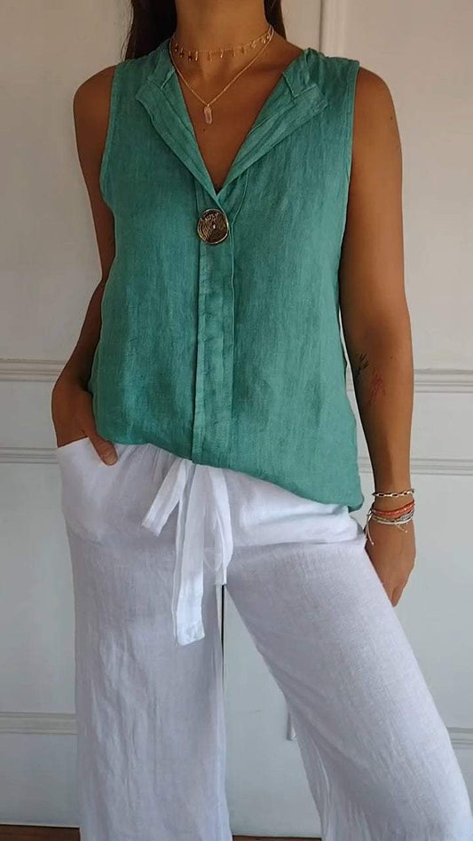 💝V-hals mouwloze casual top voor dames