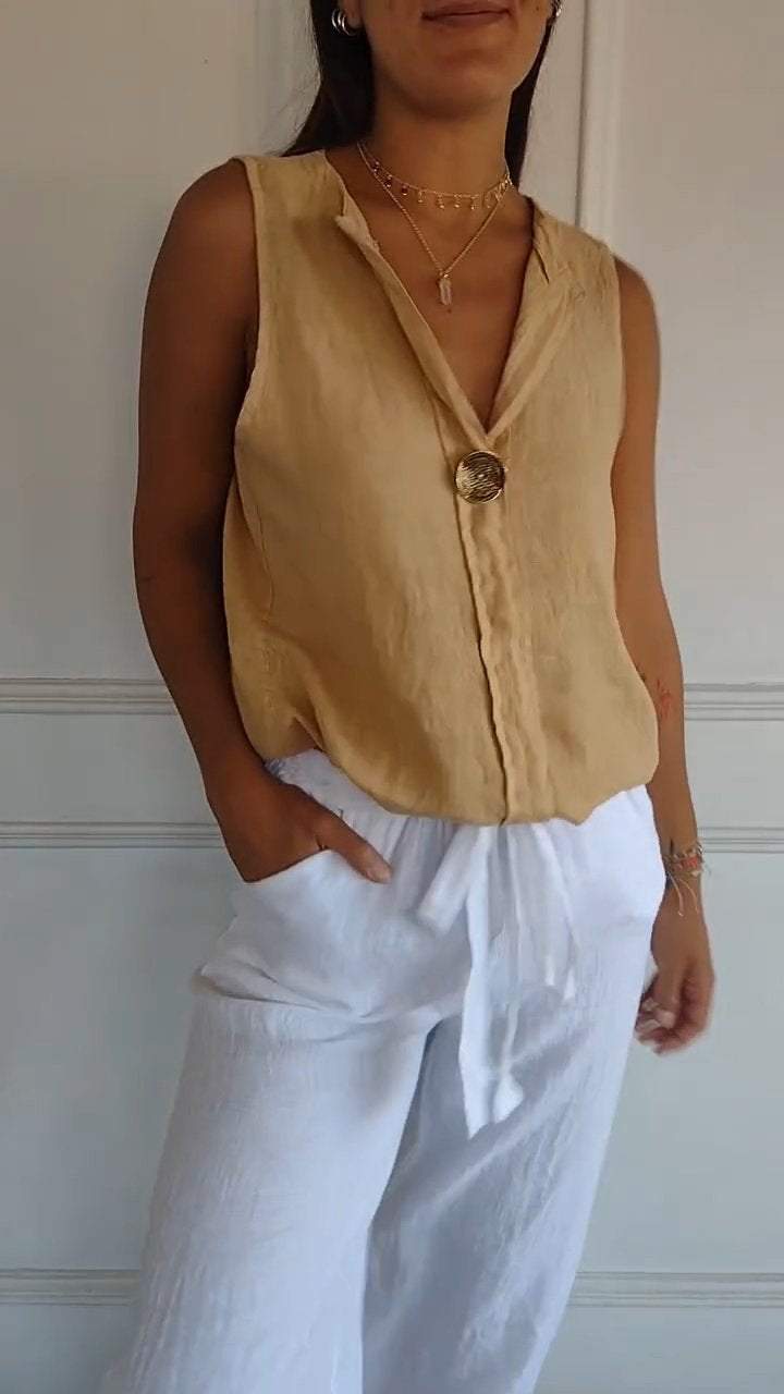💝V-hals mouwloze casual top voor dames