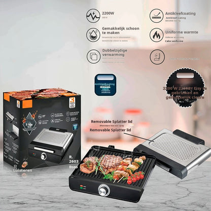 🔥 Rookvrije Binnen Grill - Grill je favoriete gerechten zonder rommel! 2200W voor Smaakvolle Resultaten! 🍖🌟 🔥