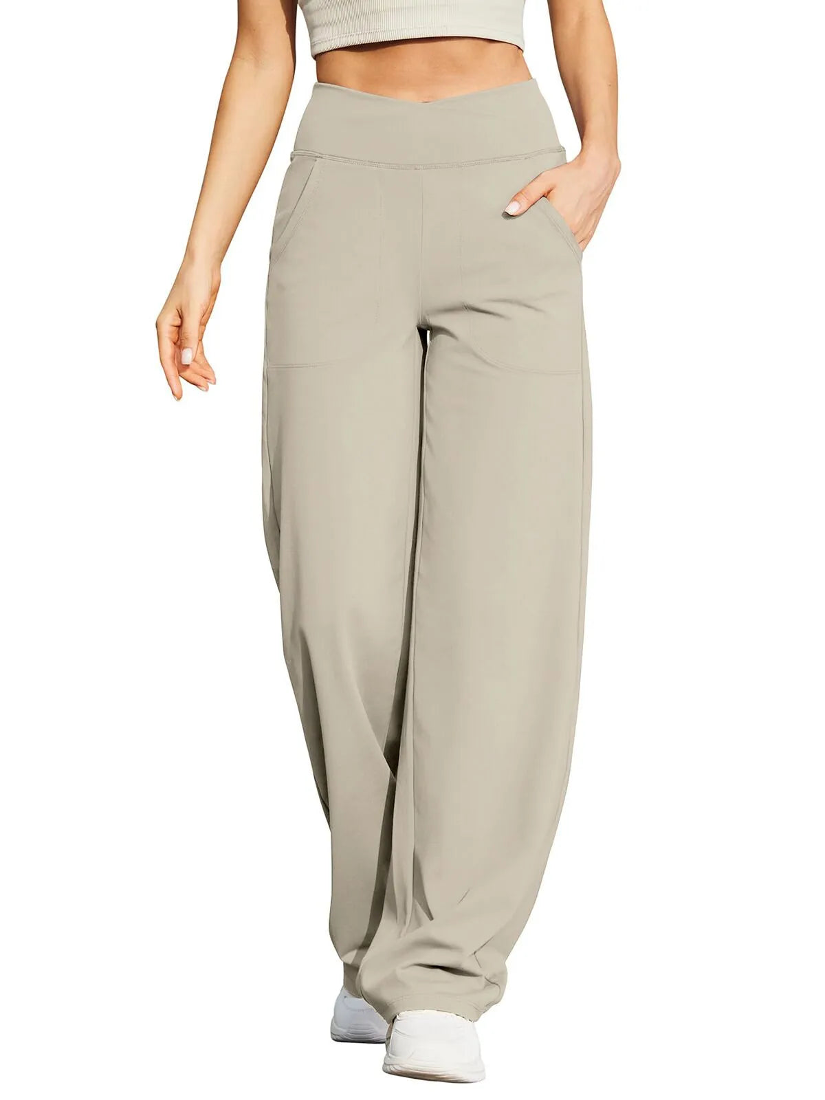 🩷Herfstuitverkoop🩷Plus Size minimalistische baggy stretch casual broek met hoge taille en rechte pijpen