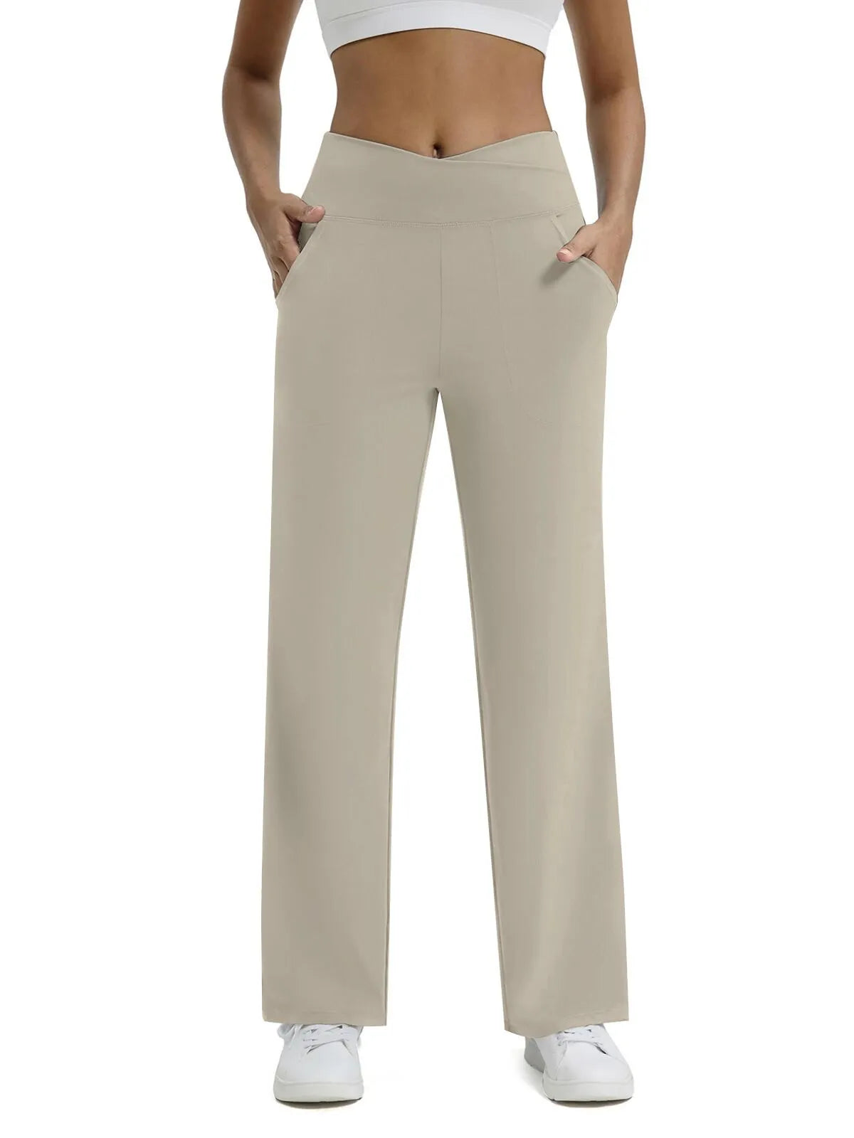 🩷Herfstuitverkoop🩷Plus Size minimalistische baggy stretch casual broek met hoge taille en rechte pijpen