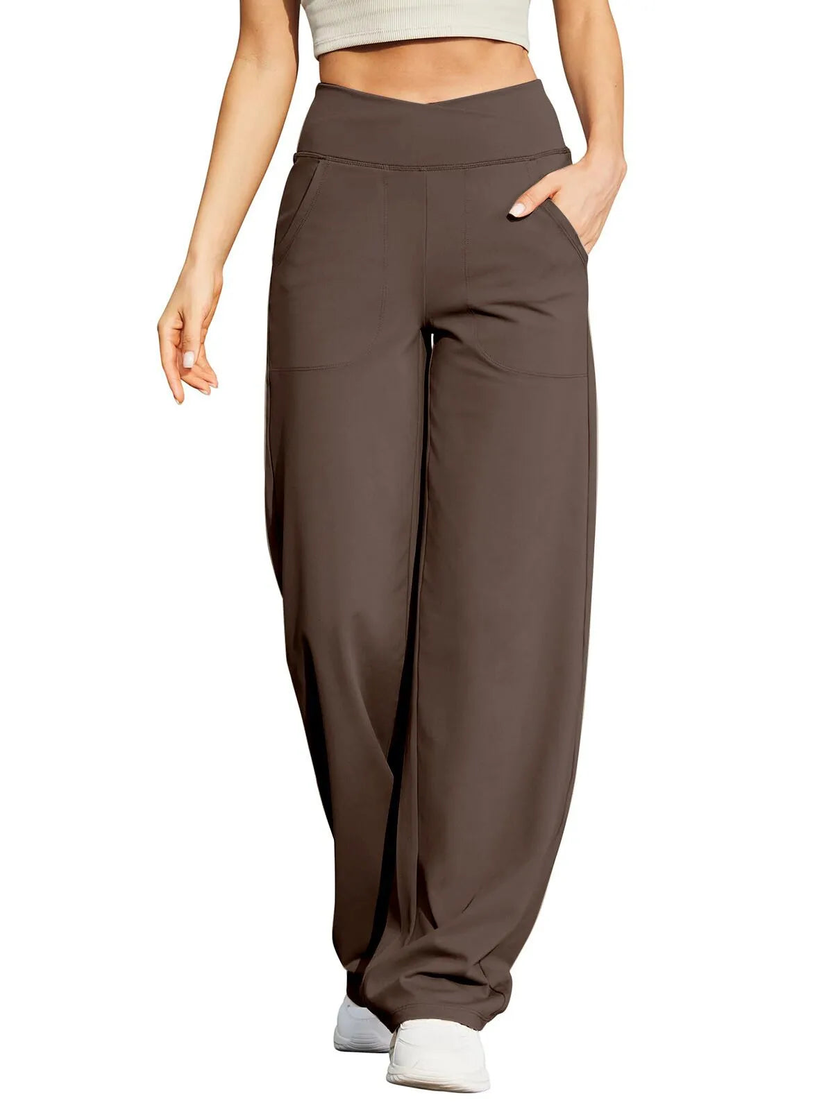 🩷Herfstuitverkoop🩷Plus Size minimalistische baggy stretch casual broek met hoge taille en rechte pijpen