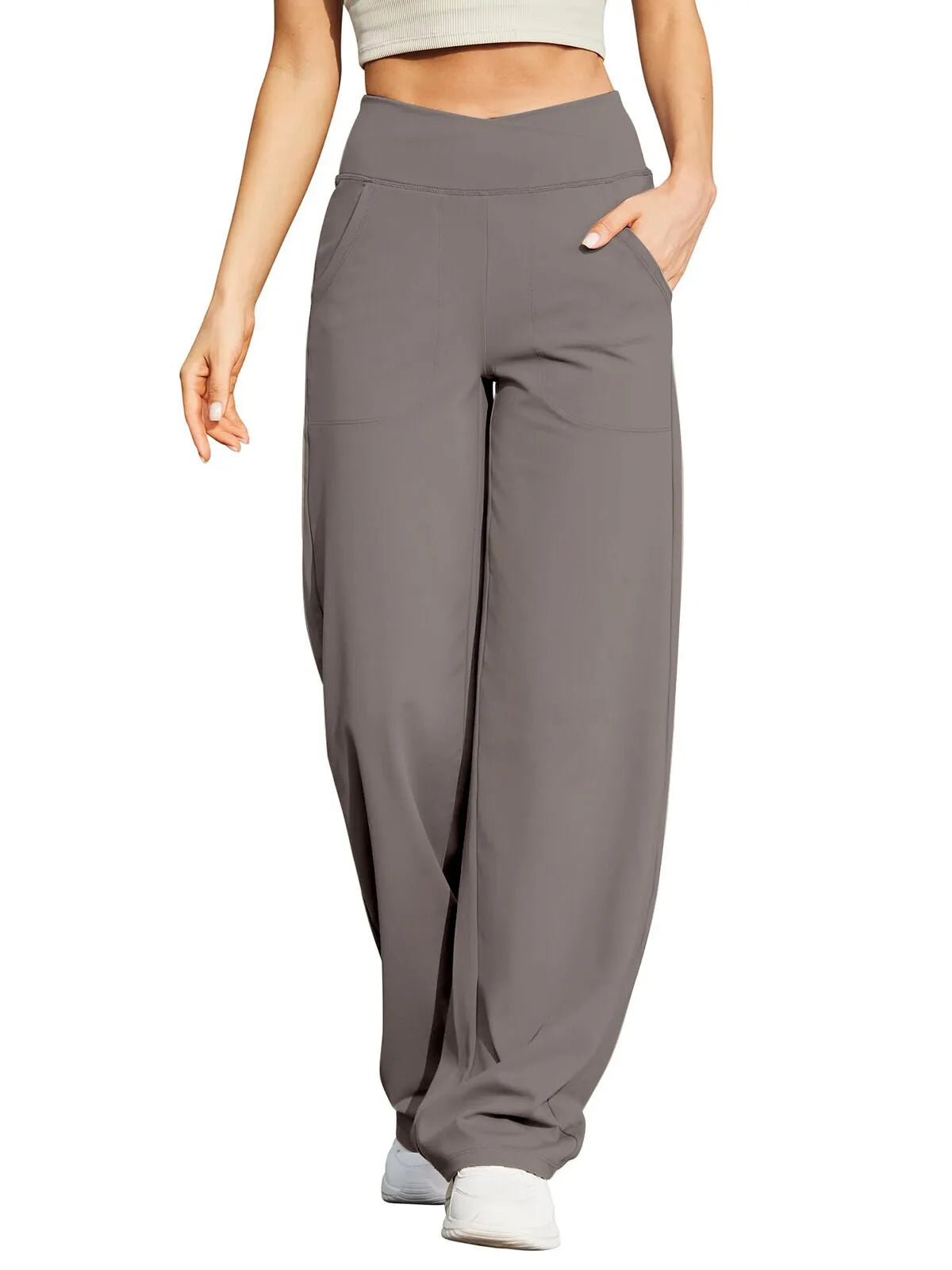 🩷Herfstuitverkoop🩷Plus Size minimalistische baggy stretch casual broek met hoge taille en rechte pijpen