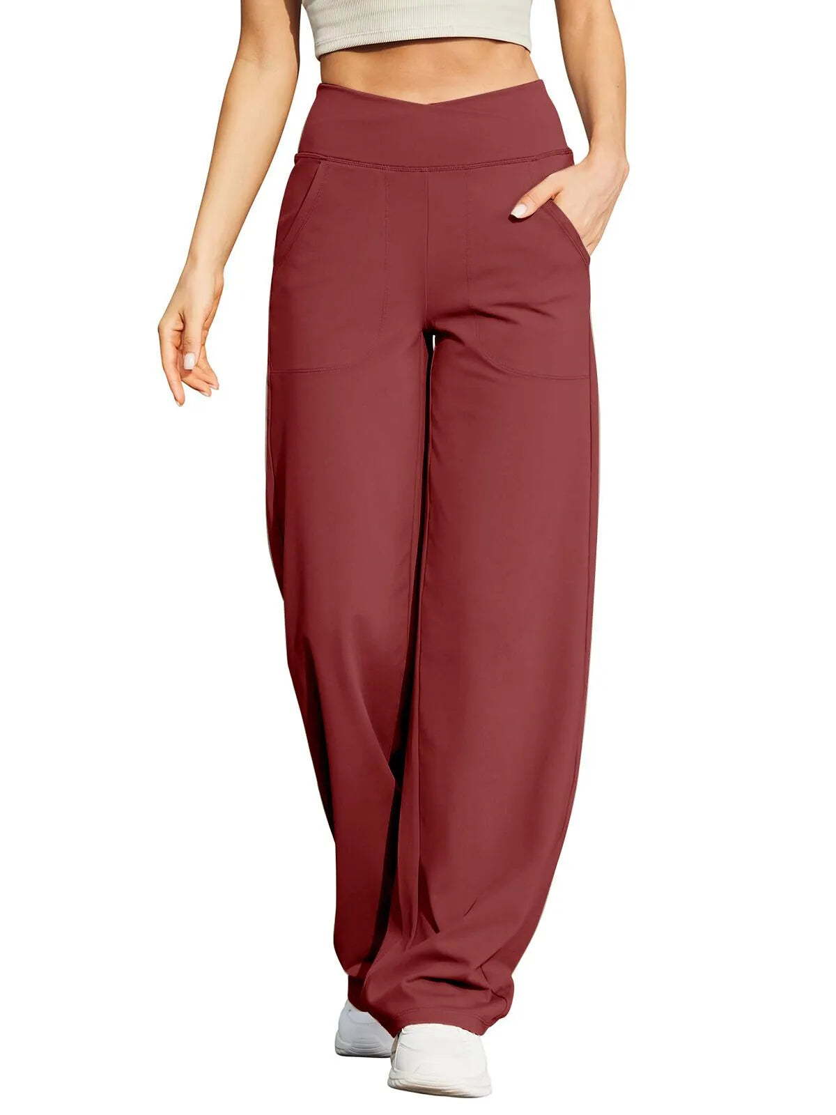 🩷Herfstuitverkoop🩷Plus Size minimalistische baggy stretch casual broek met hoge taille en rechte pijpen