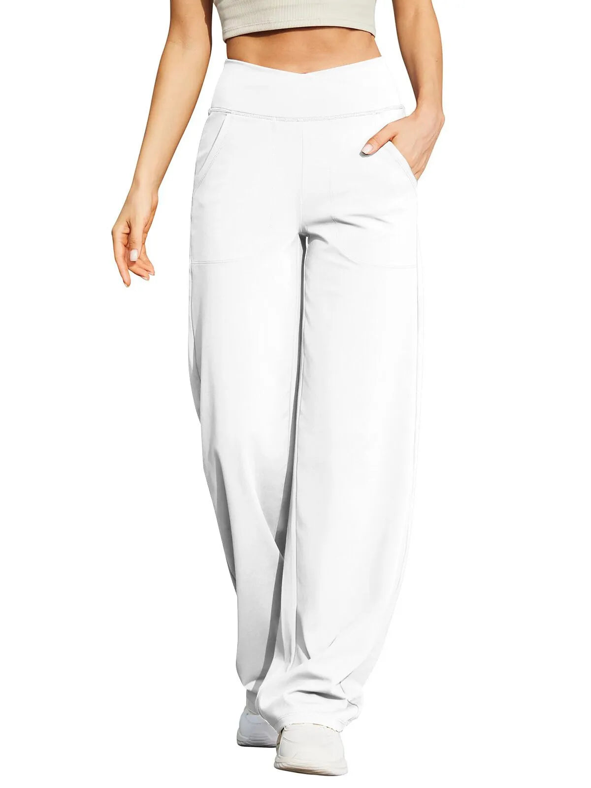 🩷Herfstuitverkoop🩷Plus Size minimalistische baggy stretch casual broek met hoge taille en rechte pijpen