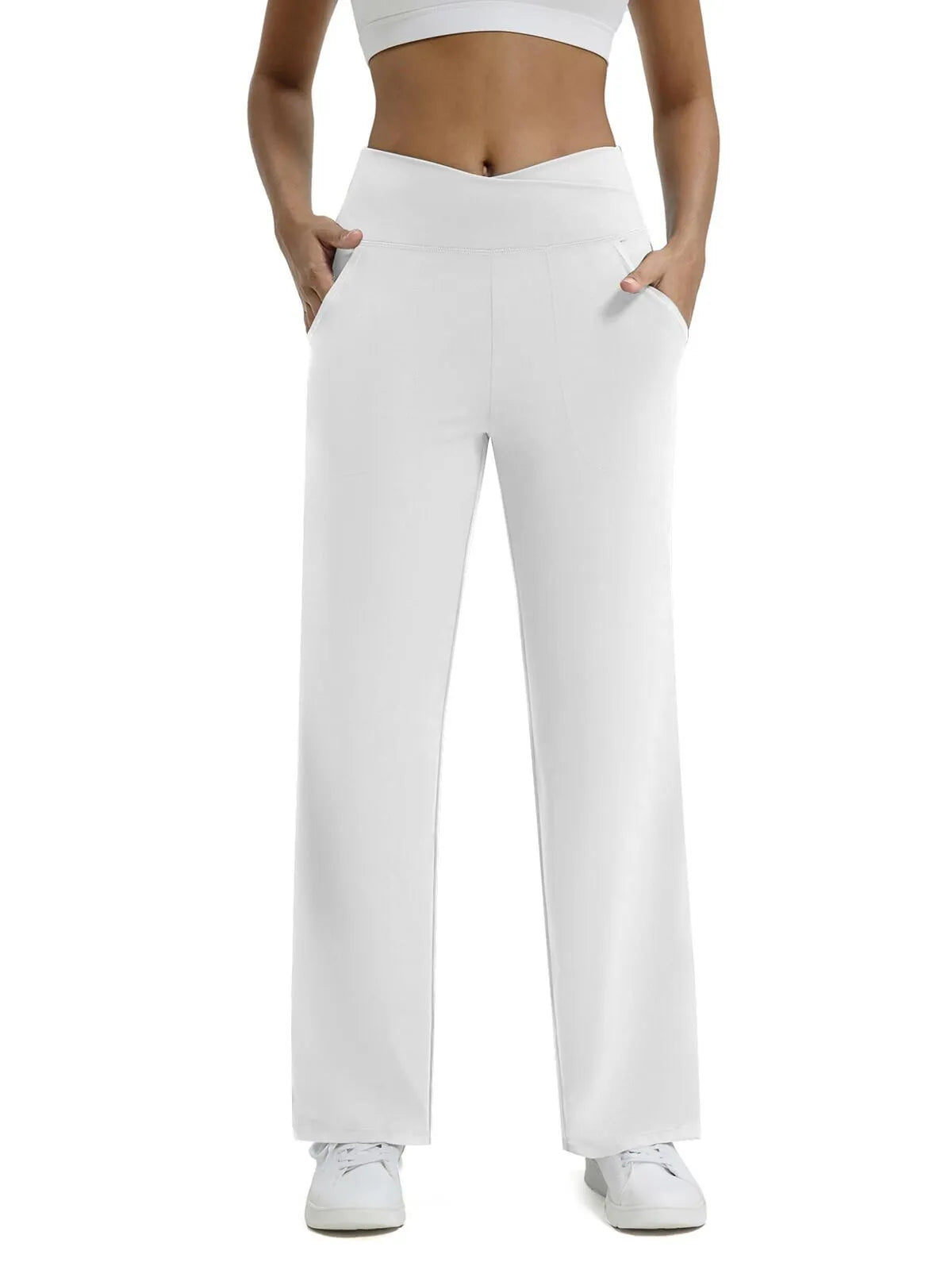 🩷Herfstuitverkoop🩷Plus Size minimalistische baggy stretch casual broek met hoge taille en rechte pijpen