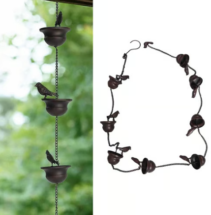 🔥Waar regen en kunst samenkomen – Decoratieve regenketting met vogelbadontwerp
