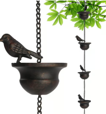🔥Waar regen en kunst samenkomen – Decoratieve regenketting met vogelbadontwerp