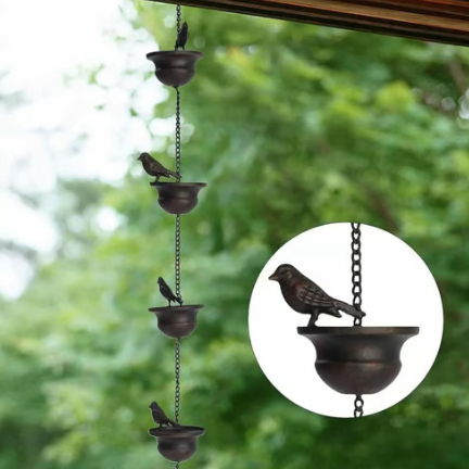 🔥Waar regen en kunst samenkomen – Decoratieve regenketting met vogelbadontwerp