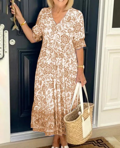 👗V-hals gezellige Bohemian jurk in de nieuwste stijl✨