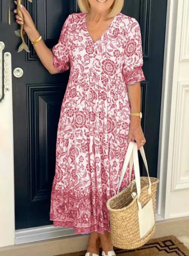 👗V-hals gezellige Bohemian jurk in de nieuwste stijl✨