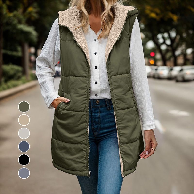 🔥Omkeerbaar herfstvest voor dames, mouwloos jasje van imitatie fleece
