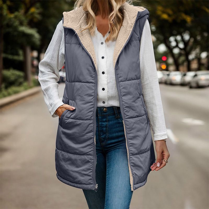 🔥Omkeerbaar herfstvest voor dames, mouwloos jasje van imitatie fleece