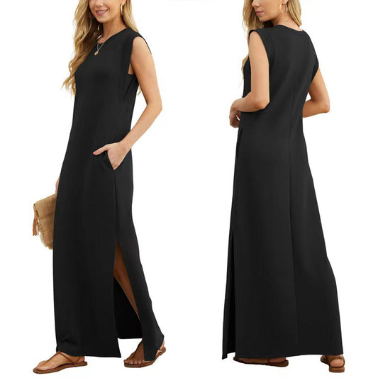 👗49% korting🔥 Kreukvrije casual jurk voor dames met splitzoom