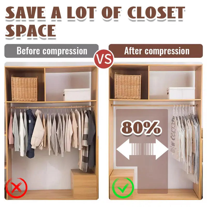 ✨ 50% RABATT! 🧳 Hängender Vakuum-Kompressionsbeutel – Spart 80% Platz, Staubdicht & Wiederverwendbar 👕