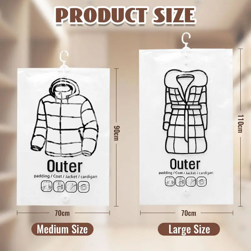 ✨ 50% RABATT! 🧳 Hängender Vakuum-Kompressionsbeutel – Spart 80% Platz, Staubdicht & Wiederverwendbar 👕