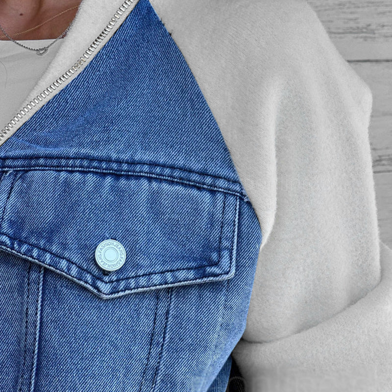 🍃🔥Nieuwe mode creatieve denim splicing jas voor dames