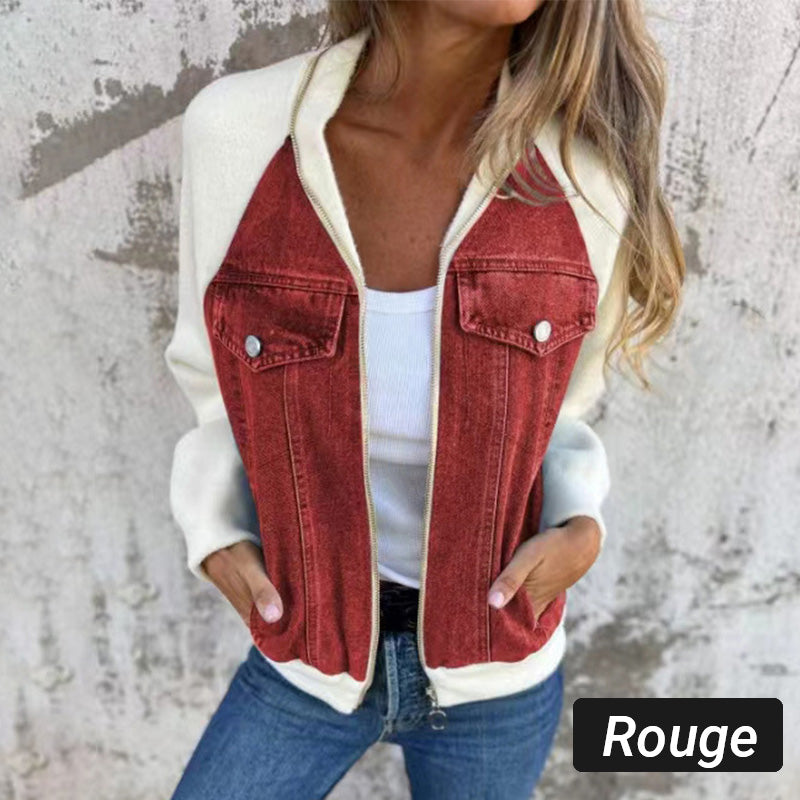 🍃🔥Nieuwe mode creatieve denim splicing jas voor dames