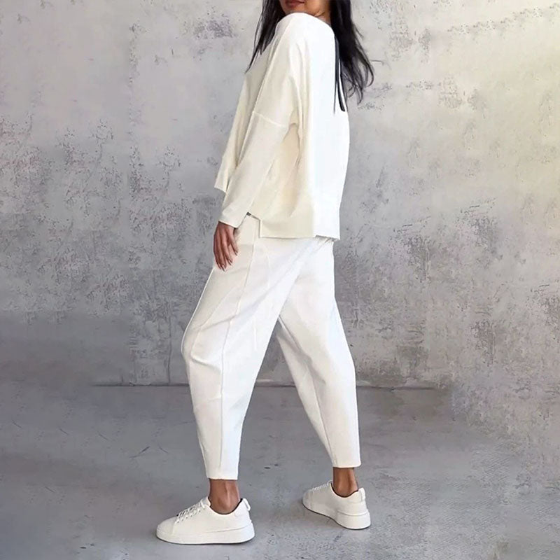 Mode, vrije tijd ✨Lange mouw met ronde hals en broek, set van 2
