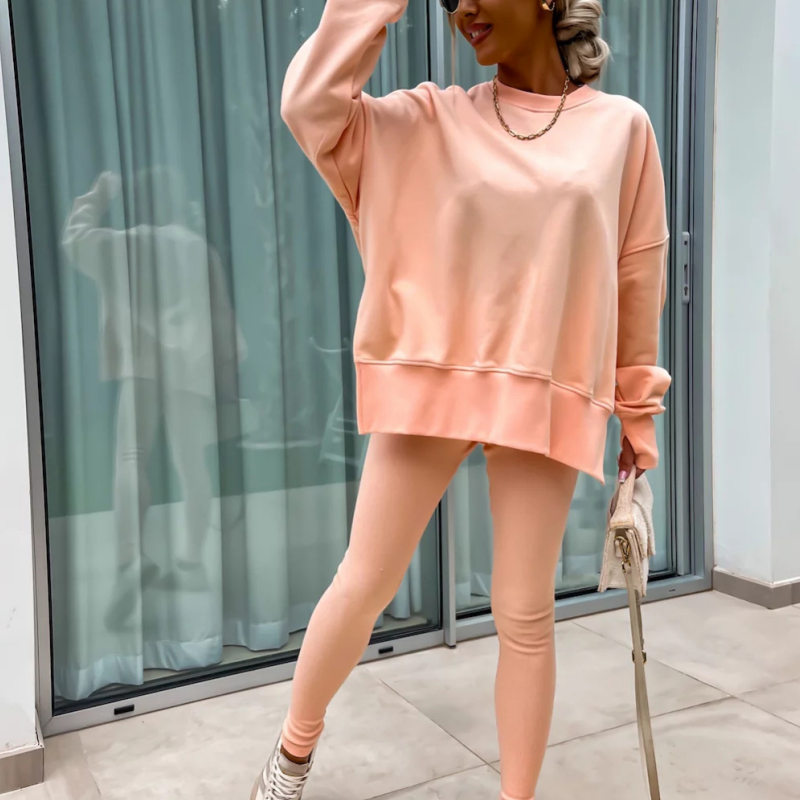 🔥Gratis verzending✈️Dames Sweatshirt met Lange Mouwen & Legging 2-Delige Set – Comfortabel, Casual & Perfect voor Elke Dag