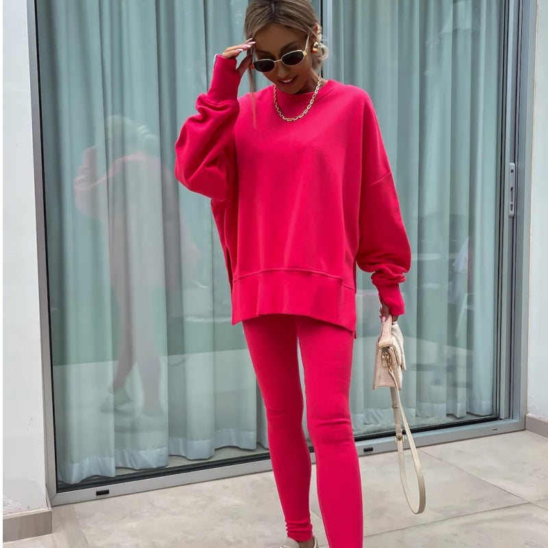🔥Gratis verzending✈️Dames Sweatshirt met Lange Mouwen & Legging 2-Delige Set – Comfortabel, Casual & Perfect voor Elke Dag
