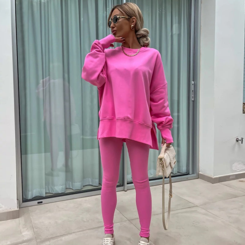 🔥Gratis verzending✈️Dames Sweatshirt met Lange Mouwen & Legging 2-Delige Set – Comfortabel, Casual & Perfect voor Elke Dag