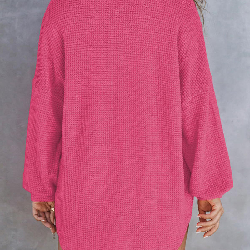 🔥Nieuw product 49% korting 🔥 Losvallend damesshirt met wafelpatroon in wafelpatroon