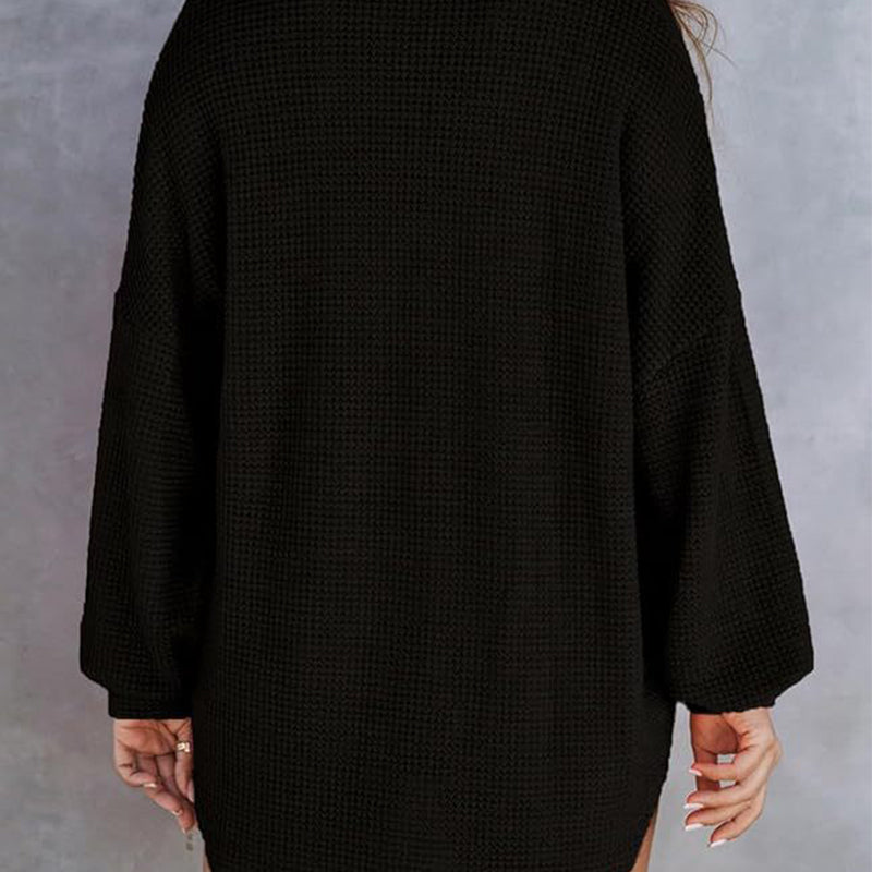 🔥Nieuw product 49% korting 🔥 Losvallend damesshirt met wafelpatroon in wafelpatroon