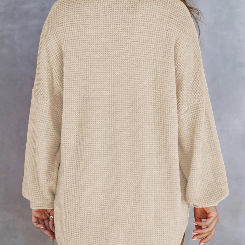 🔥Nieuw product 49% korting 🔥 Losvallend damesshirt met wafelpatroon in wafelpatroon