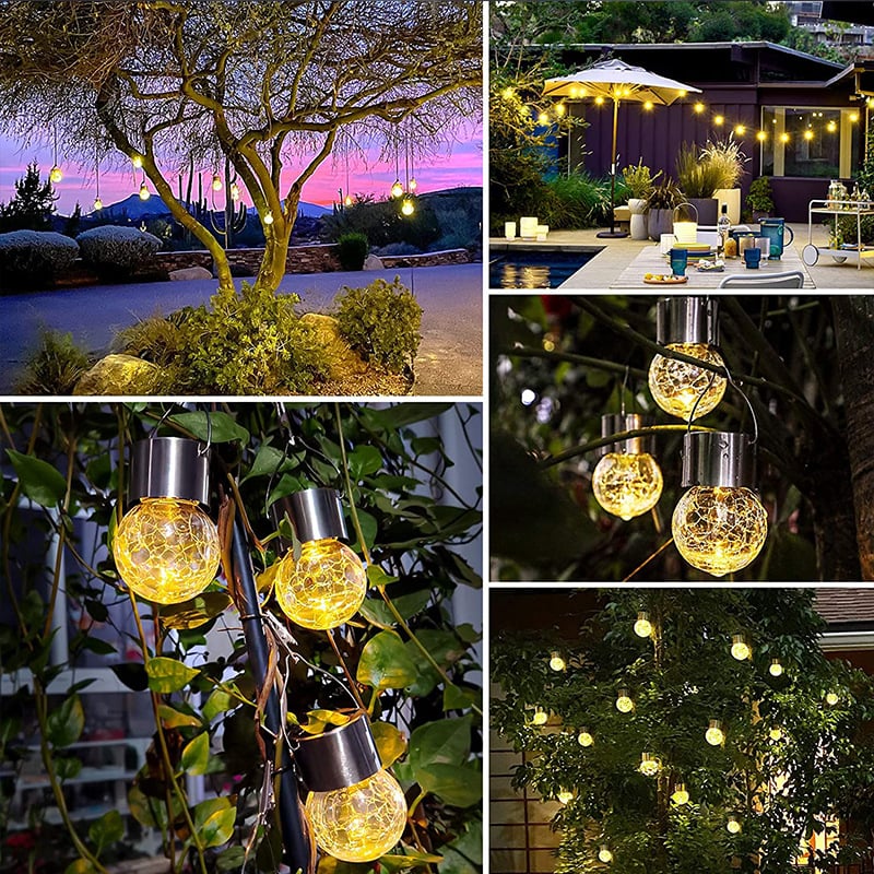 Multicolour Crackle Glas Hangende Solarlampen