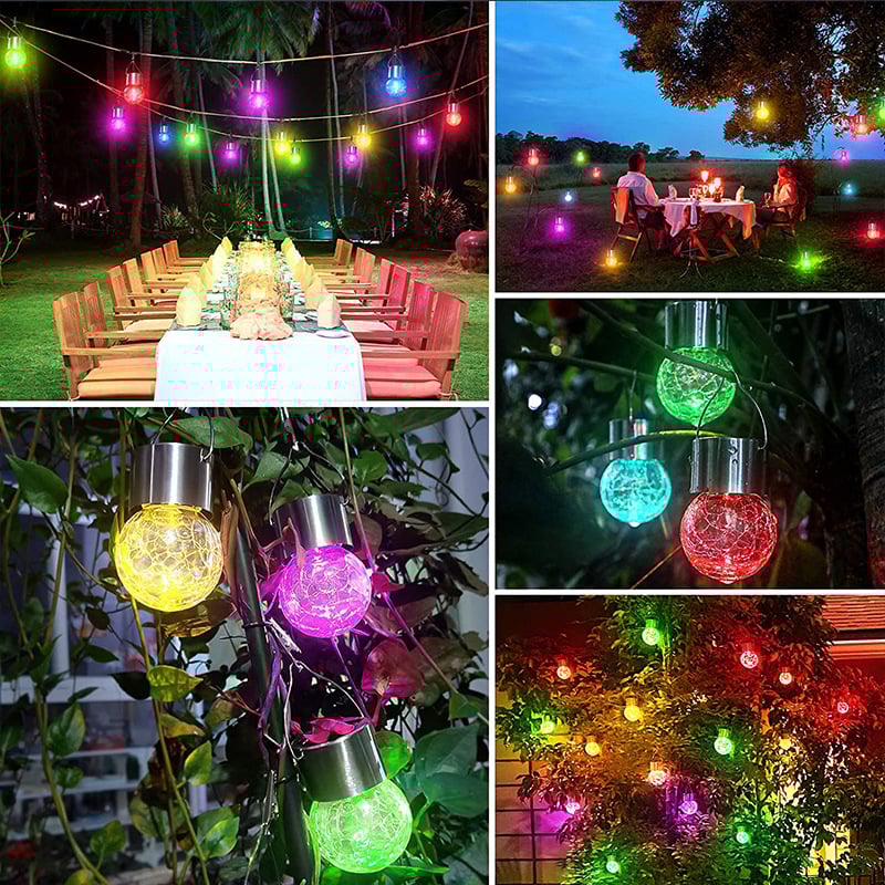 Multicolour Crackle Glas Hangende Solarlampen
