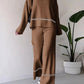 Gebreide damesloungeset met micro-uitlopende broek